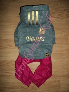 Vel&uacute;rov&aacute; s&uacute;prava s menom ps&iacute;ka - oblečenie a m&oacute;da pre psov